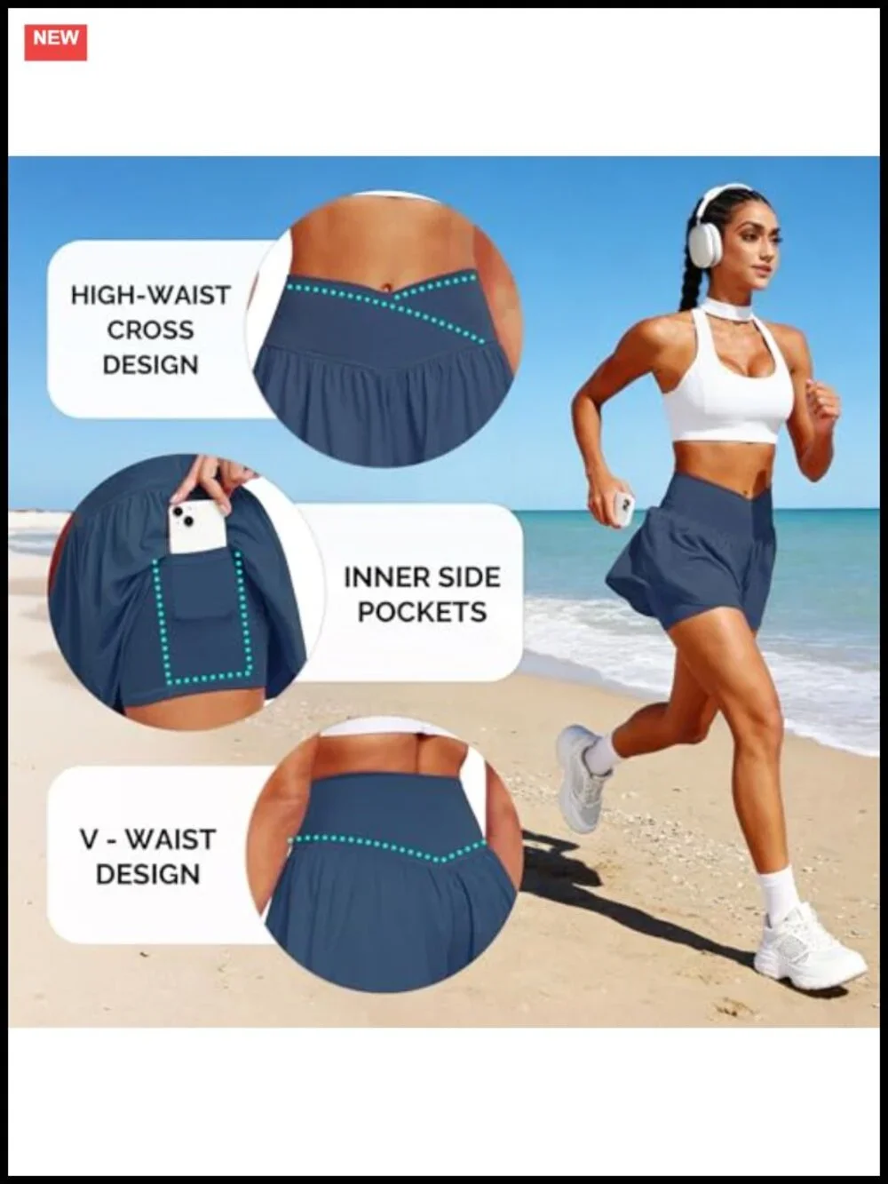 2-in-1 Flowy Tennis Shorts Women High Rise Skirted Yoga